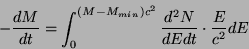 \begin{displaymath}-\frac{dM}{dt}=\int_0^{(M-M_{min})c^2}\frac{d^2N}{dEdt}\cdot
\frac{E}{c^2} dE\end{displaymath}