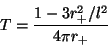 \begin{displaymath}T=\frac{1-3r_+^2/l^2}{4\pi r_+}\end{displaymath}