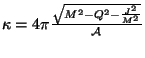 $\kappa=4\pi \frac{\sqrt{M^2 - Q^2-\frac{J^2}{M^2}}}{\mathcal{A}}$