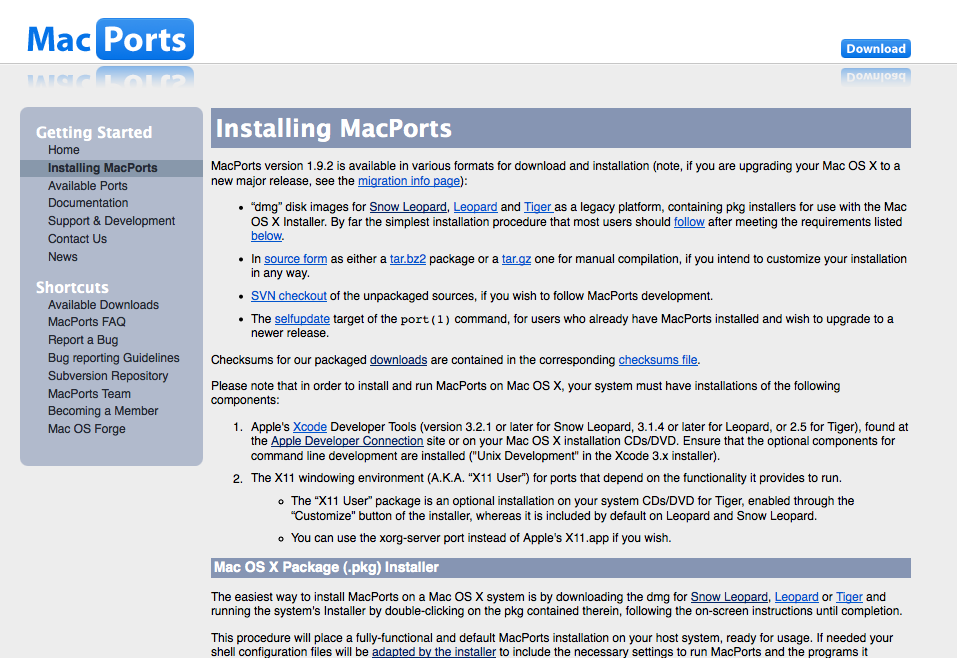 macports checking installed ports